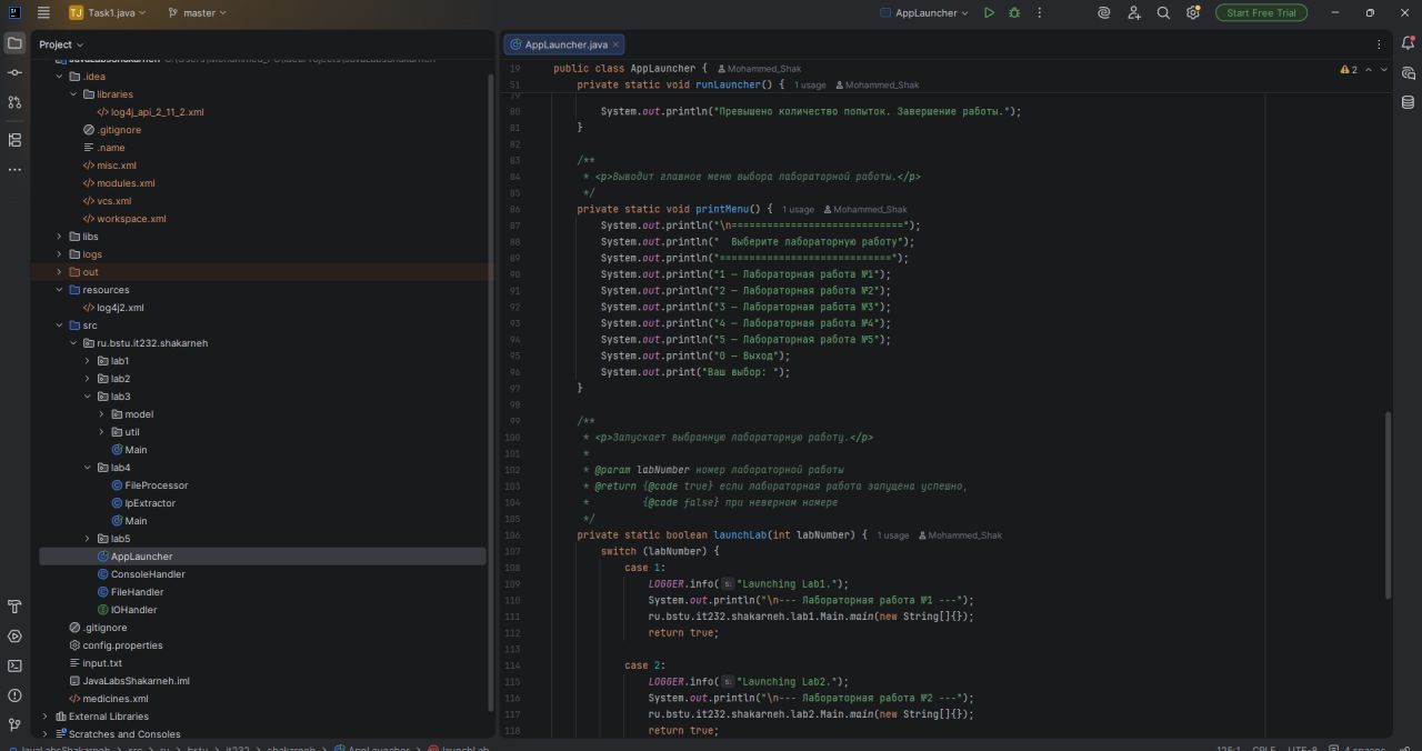 Java labs in IntelliJ